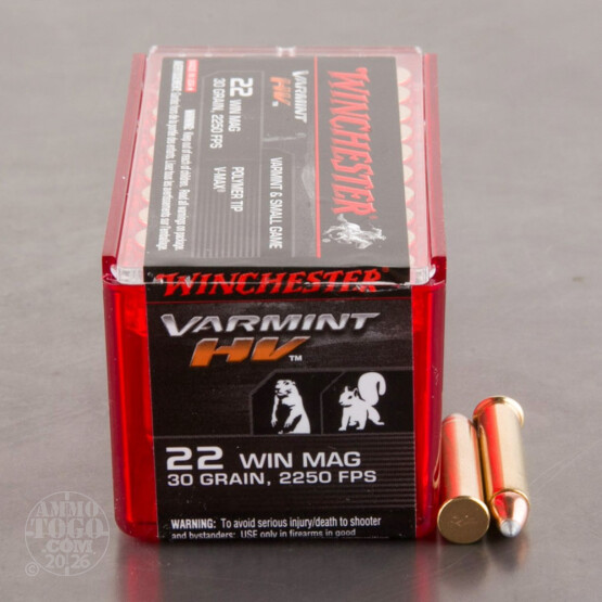 50rds – 22 WMR Winchester Varmint HV 30gr. V-Max Ammo