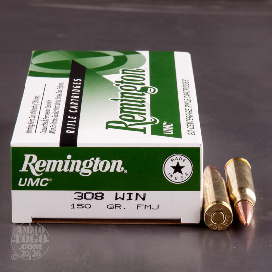 20rds – 308 Winchester Remington UMC 150gr. MC Ammo