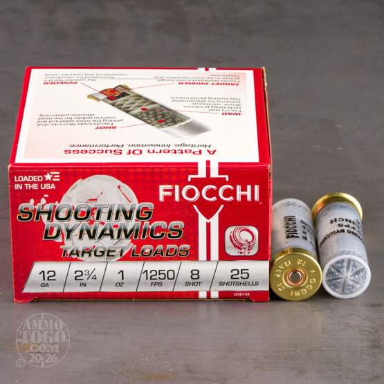 250rds – 12 Gauge Fiocchi 2-3/4" 1oz. #8 Shot Ammo