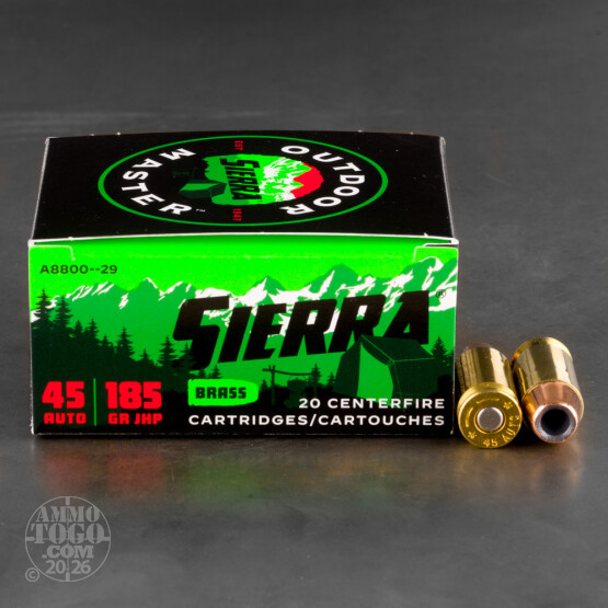 20rds – 45 ACP Sierra Outdoor Master 185gr. JHP Ammo