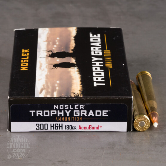 20rds - 300 H&H NoslerCustom Trophy Grade 180gr. Accubond Polymer Tip Ammo