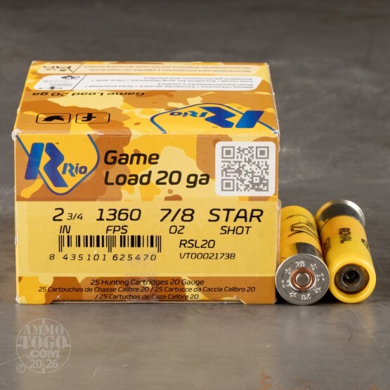 25rds – 20 Gauge Rio Royal Star 2-3/4" 7/8oz. Rifled Slug Ammo