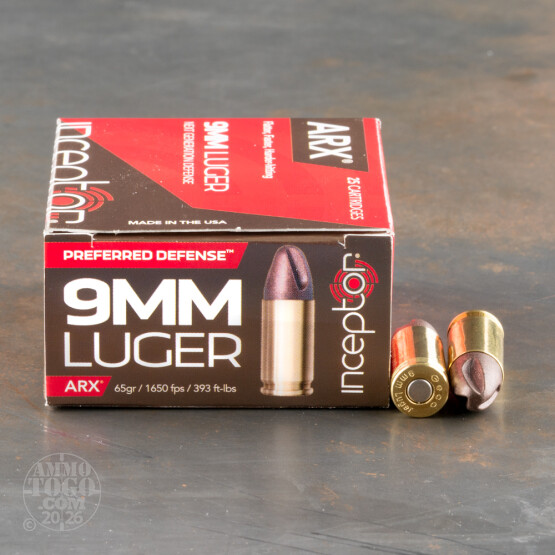 25rds – 9mm Inceptor 65gr. ARX Ammo