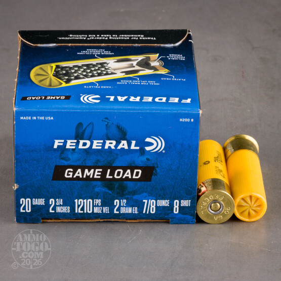 25rds - 20 Gauge Federal Game Shok 2 3/4" 7/8oz. #8 Shot Ammo