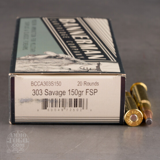 20rds – 303 Savage Bannerman 150gr. FSP Ammo