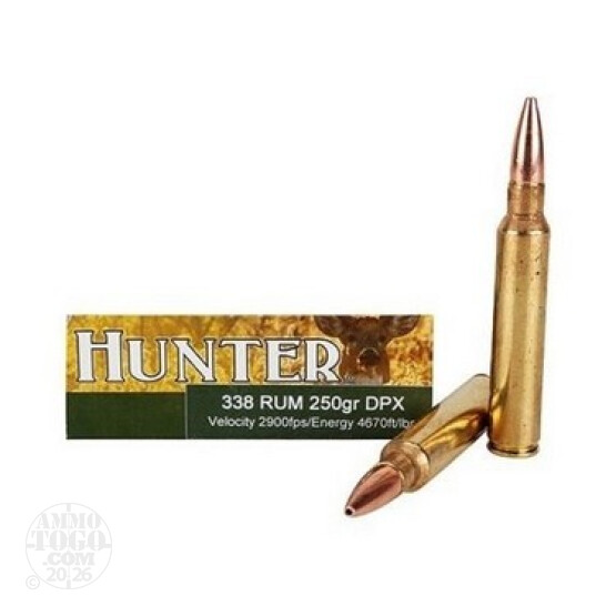 20rds - 338 RUM Corbon 250gr DPX HP Ammo