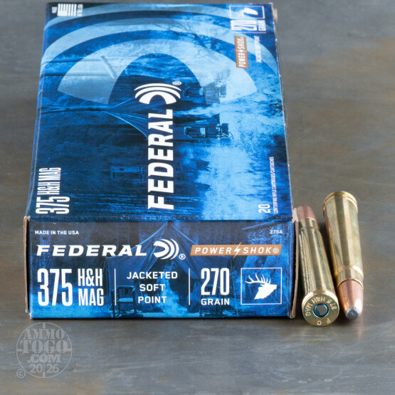 20rds – 375 H&H Mag Federal Power-Shok 270gr. Soft Point Ammo