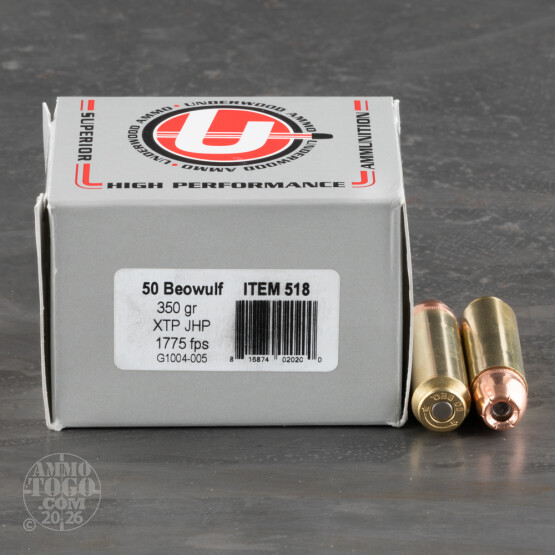20rds – 50 Beowulf Underwood 350gr. XTP Ammo
