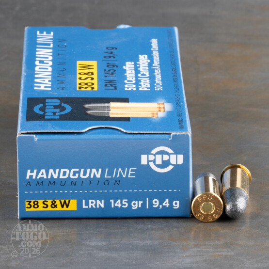 50rds – 38 S&W Prvi Partizan 145gr. LRN Ammo