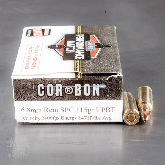 20rds - 6.8 SPC Corbon Performance Match 115gr. BTHP Ammo
