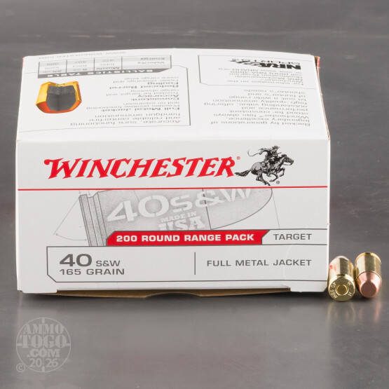 200rds - 40 S&W Winchester USA 165gr. FMJ Ammo