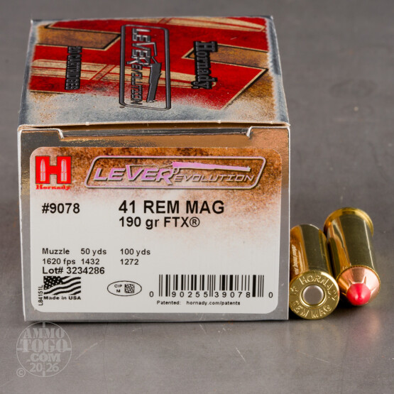20rds – 41 Magnum Hornady LEVERevolution 190gr. FTX Ammo