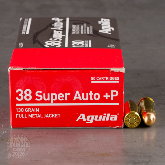 50rds - 38 Super Auto Aguila 130gr. +P FMJ Ammo