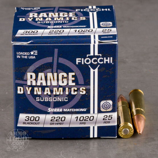 25rds – 300 AAC Blackout Fiocchi 220gr. HPBT MatchKing Ammo