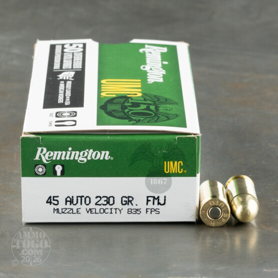 50rds - 45 ACP Remington UMC 230gr. FMJ Ammo