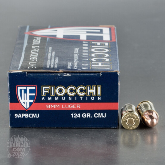 50rds – 9mm Fiocchi 124gr. CMJ Ammo