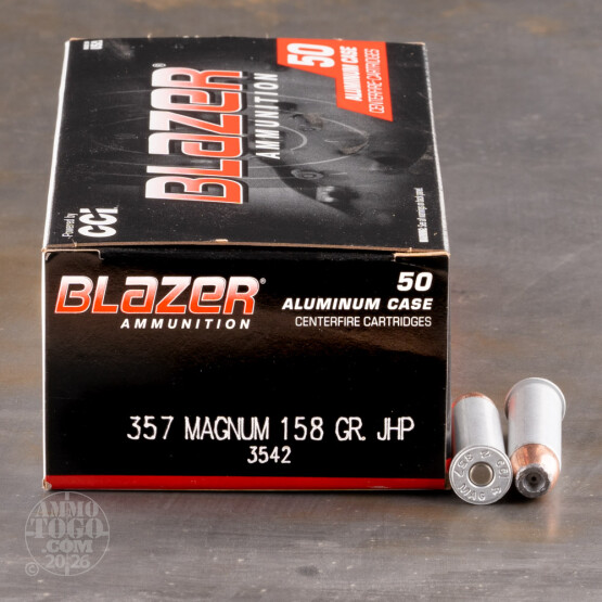 50rds - 357 Magnum CCI Blazer 158gr. Jacketed Hollow Point Ammo