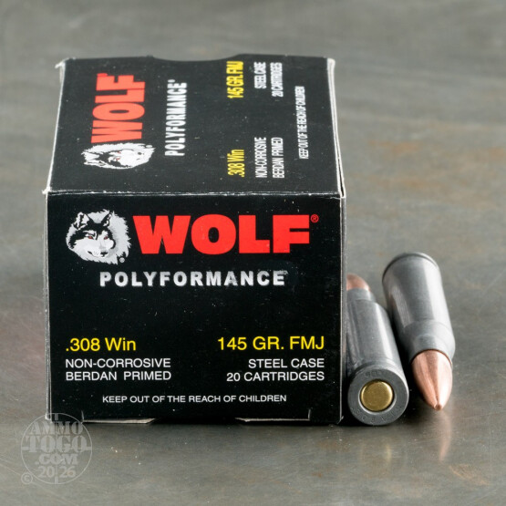 500rds - 308 WPA Polyformance 145gr. FMJ Ammo