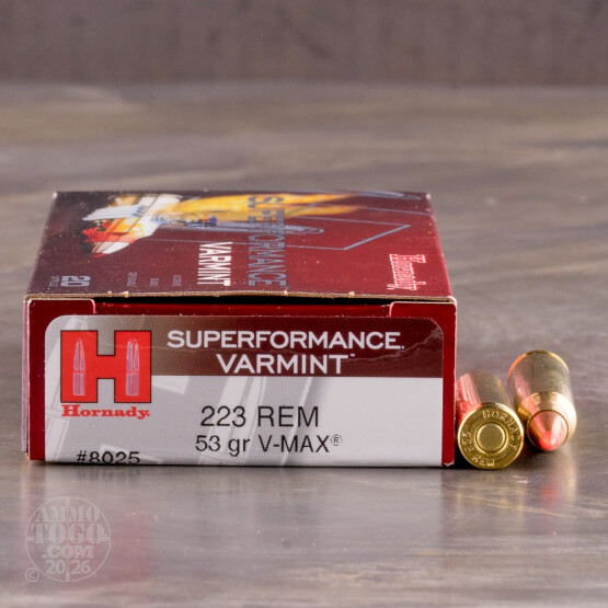 200rds - 223 Hornady Superformance Varmint 53gr. V-Max Polymer Tip Ammo