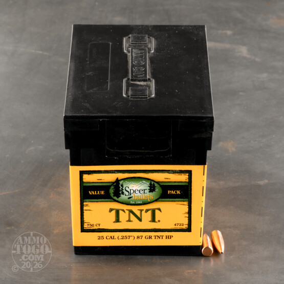750pcs - 25 Cal .257" Dia Speer TNT 87gr. HP Bullets