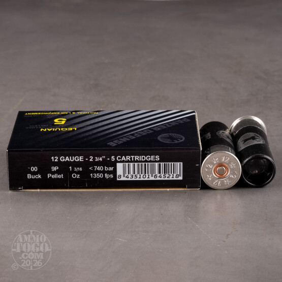 250rds – 12 Gauge Panzer Defense Lequian 2-3/4" 9 Pellet 00 Buckshot Ammo
