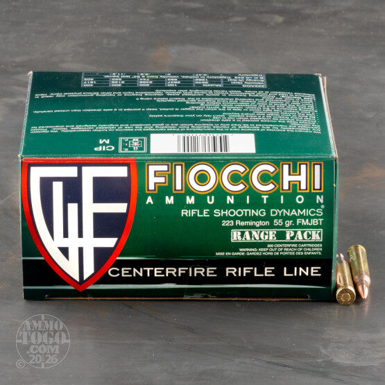 1000rds – 223 Rem Fiocchi Shooting Dynamics 55gr. FMJBT Ammo