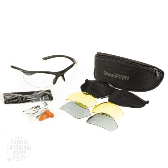 1 Pair - Champion Ballistic Eyes & Ears Combo - Clear/Smoke/Yellow Lenses