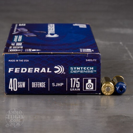50rds – 40 S&W Federal Syntech Defense 175gr. SHP Ammo