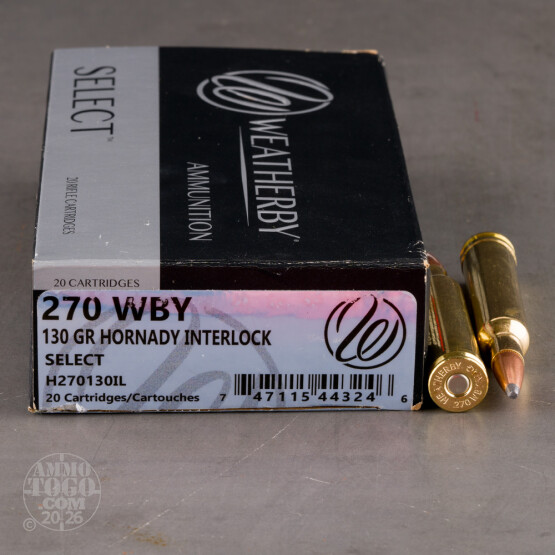 20rds – 270 Weatherby Magnum Weatherby Select 130gr. InterLock SP Ammo