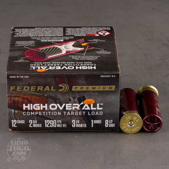 25rds – 12 Gauge Federal High Over All 2-3/4" 1oz. #8.5 Shot Ammo