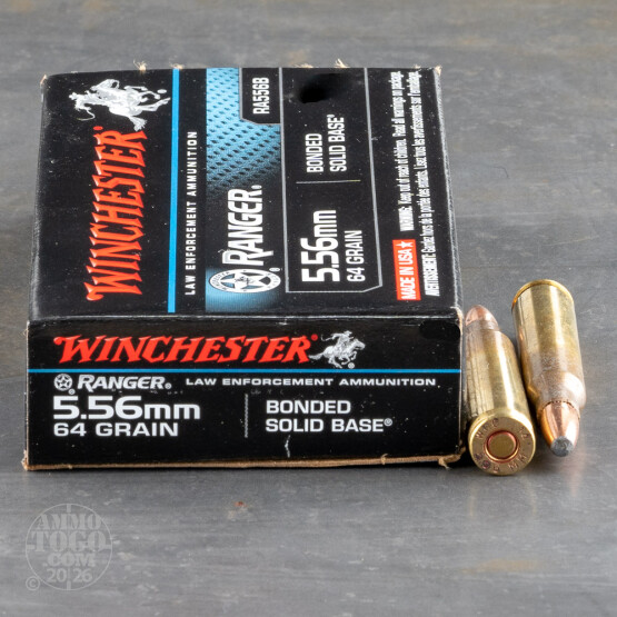 20rds – 5.56x45 Winchester Ranger 64gr. Bonded Solid Base Ammo