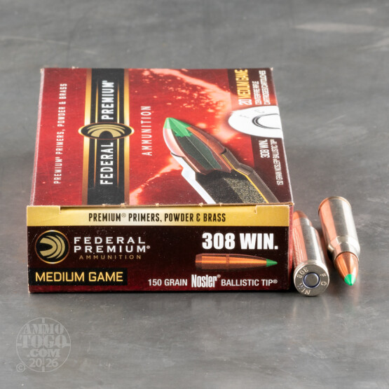 20rds - 308 Federal Premium Vital-Shok 150gr. Nosler Ballistic Tip Ammo
