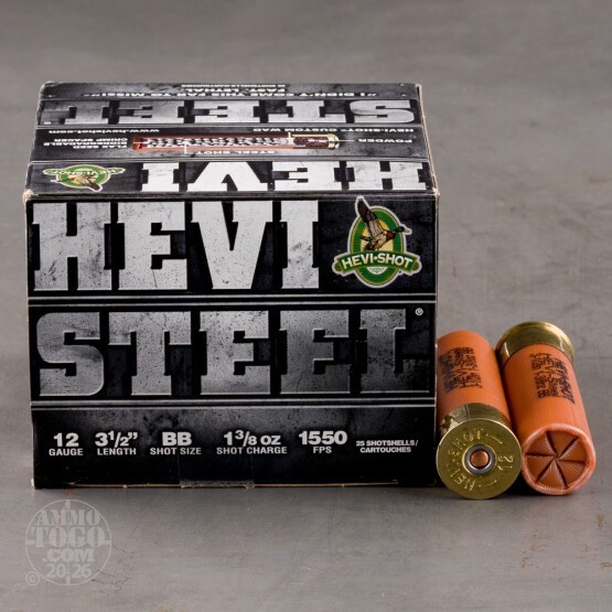 25rds – 12 Gauge Hevi-Steel 3-1/2" 1-3/8oz. BB Steel Shot Ammo