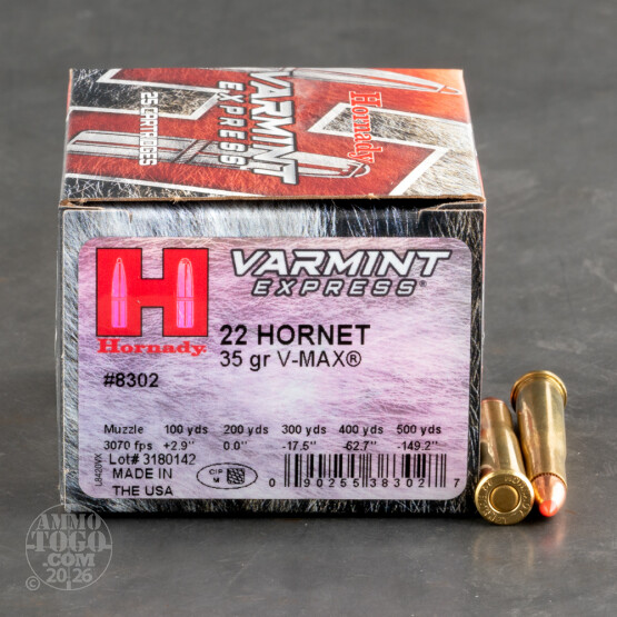 25rds - 22 Hornet Hornady Varmint Express 35gr. V-Max Ammo