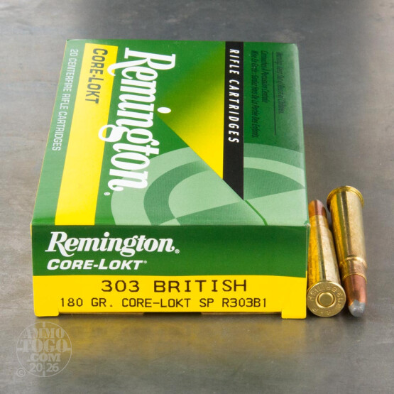 20rds - 303 British Remington 180gr. Core-Lokt SP Ammo