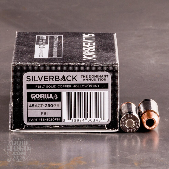 45 ACP - 230 gr JHP FBI - Gorilla Silverback - 20 Rounds