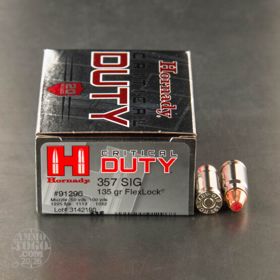 20rds – 357 Sig Hornady Critical Duty 135gr. FlexLock Ammo