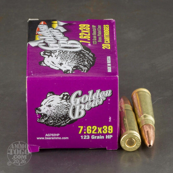 20rds - 7.62x39 Golden Bear 123gr. Hollow Point Ammo