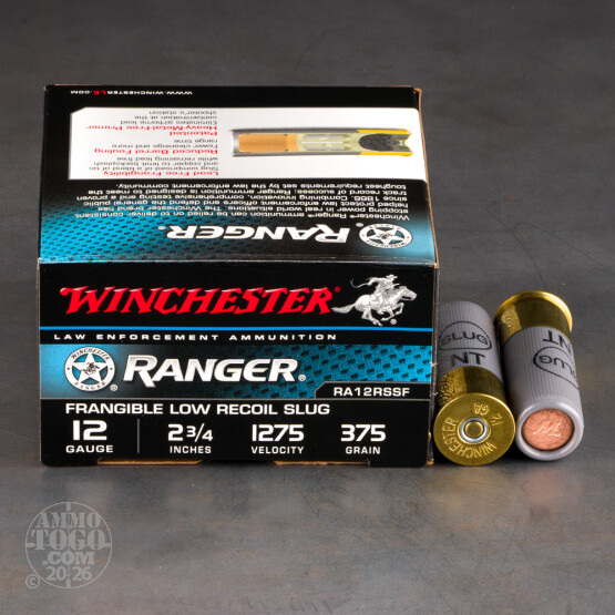 250rds – 12 Gauge Winchester Ranger 2-3/4" 375gr Frangible Slug Ammo