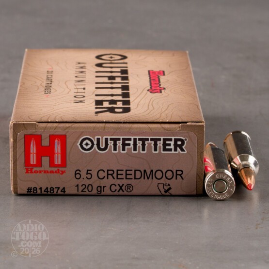 20rds – 6.5 Creedmoor Hornady Outfitter 120gr. CX Ammo