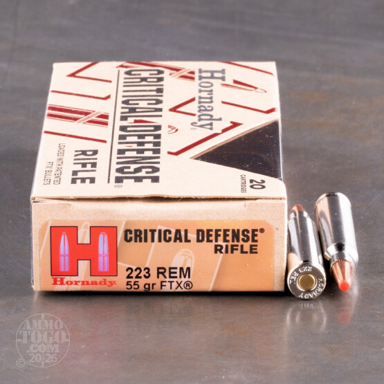 200rds - 223 Rem Hornady Critical Defense 55gr. FTX Ammo