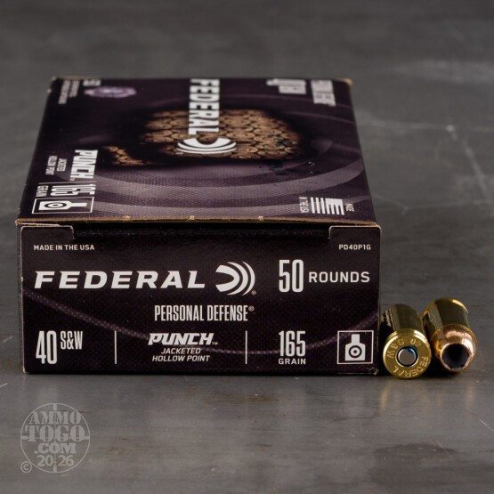 50rds – 40 S&W Federal Personal Defense Punch 165gr. JHP Ammo