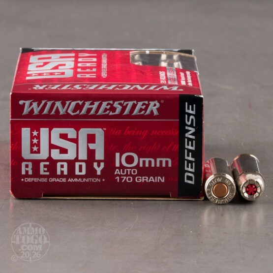 20rds – 10mm Winchester USA Ready Defense 170gr. JHP Ammo