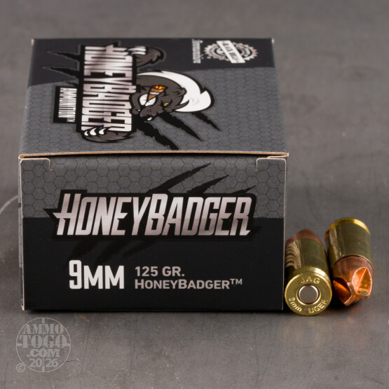 20rds – 9mm Black Hills 125gr. Subsonic HoneyBadger Ammo