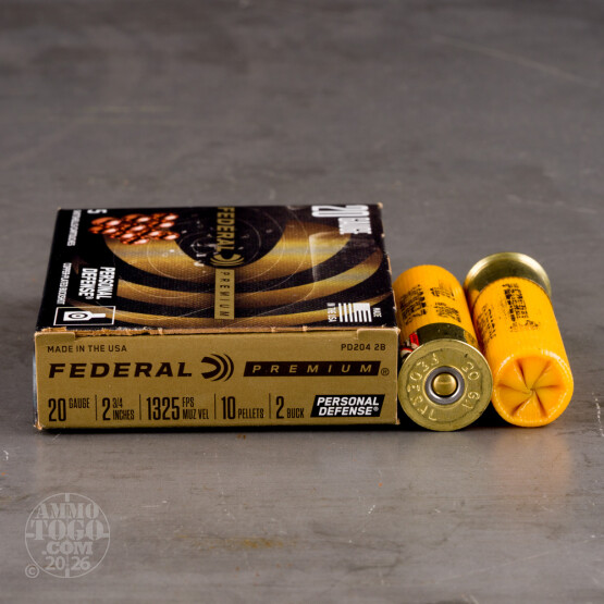 5rds – 20 Gauge Federal Personal Defense 2-3/4" 10 Pellet #2 Buckshot Ammo