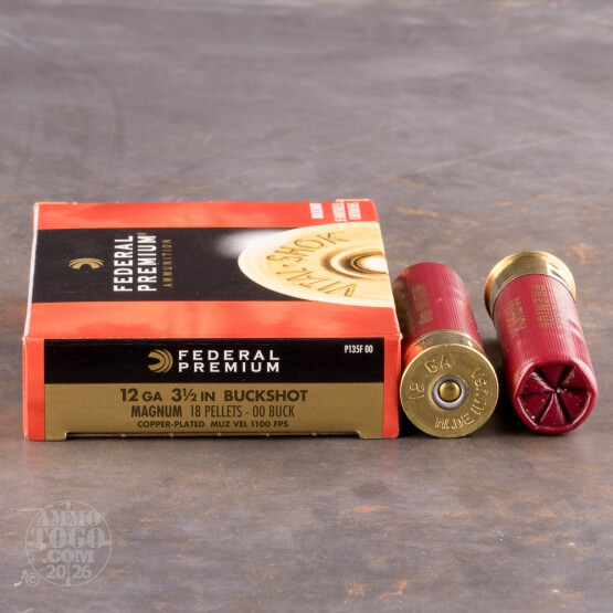 5rds - 12 Ga. Federal Vital-Shok 3 1/2" 00 Buckshot Ammo