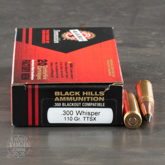 20rds – 300 AAC Blackout Black Hills 110gr. TTSX Ammo