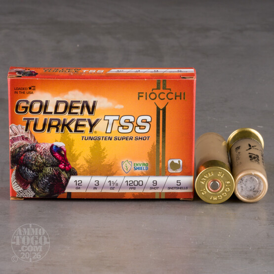 5rds – 12 Gauge Fiocchi Golden Turkey TSS 3" 1-5/8oz. #9 Shot Ammo