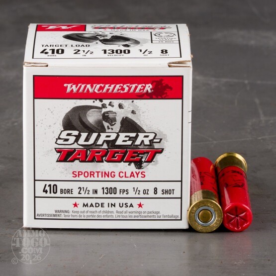 25rds – 410 Bore Winchester Super Target 2-1/2" 1/2oz. #8 Shot Ammo