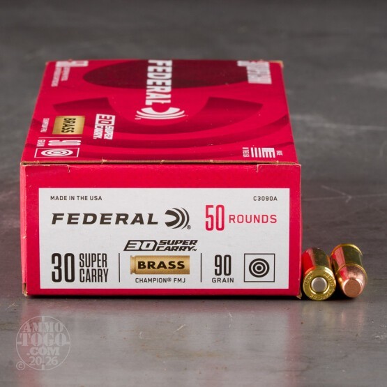 50rds – 30 Super Carry Federal Champion 90gr. FMJ Ammo